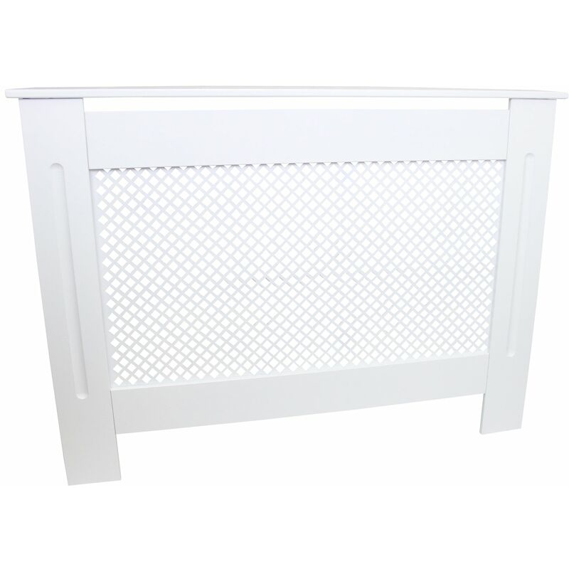 Monster-shop - MonsterShop Cache Radiateur à Motif Grillagé en mdf Blanc de 111,5cm de Large x 82cm de Haut x 18,8cm de Profondeur