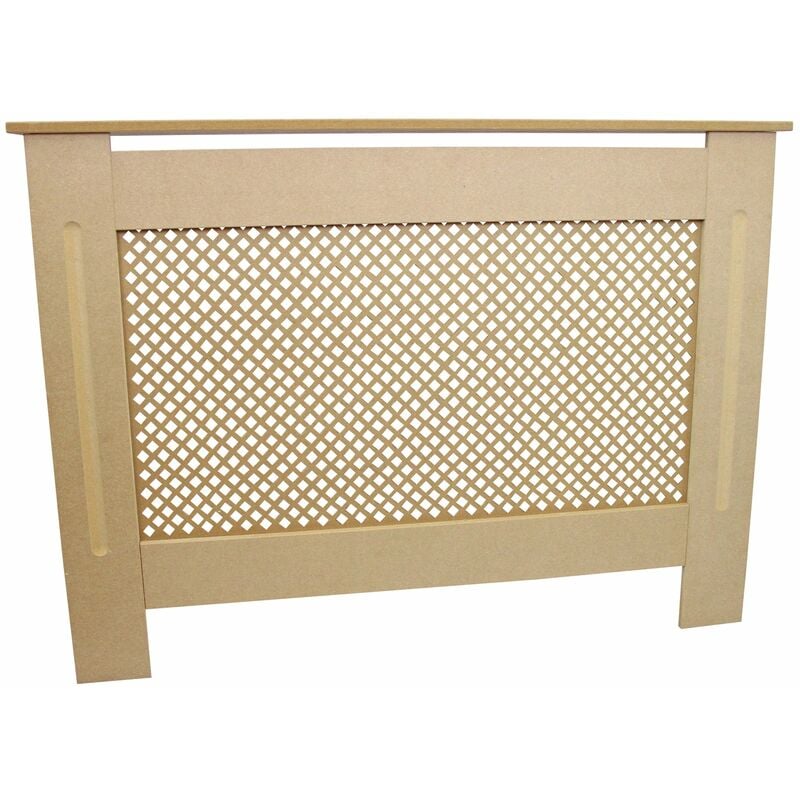 Monster-shop - MonsterShop Cache Radiateur à Motif Grillagé en mdf Naturel Personnalisable de 111,5cm de Large x 82cm de Haut x 18,8cm de Profondeur