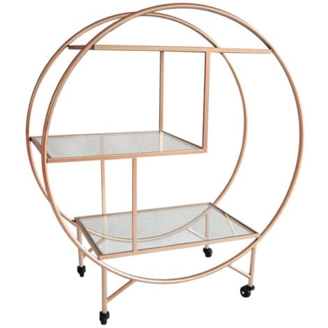 MonsterShop - Carrello Porta Bevande da Bar Trolley da Cocktail per Salotto Bar Ristoranti in Stile Art Deco Telaio in Ferro Finitura in Colori Metallici Dorati - Grande - Oro Rosato