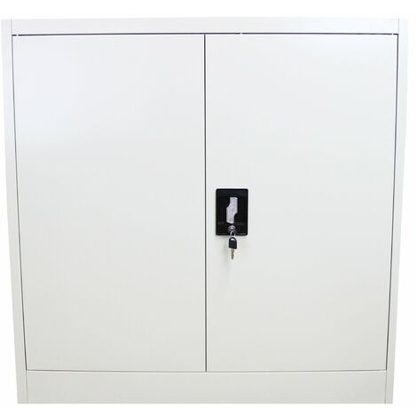 MonsterShop - Casier de Bureau Gris Clair Métallique avec 2 Portes et 2 Étagères Réglables 90cm x 90cm x 40cm - Gris