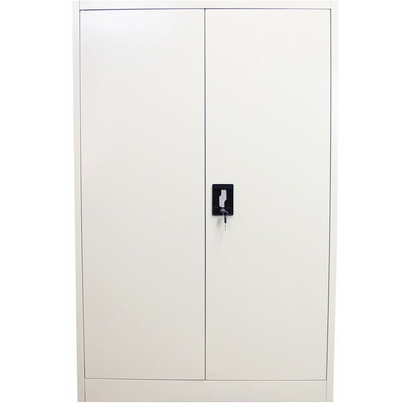 Monster Racking - Armoire de Classement Rangement Bureau en Acier Gris Clair Métallique avec 2 Portes et 3 Étagères Réglables 140cm x 90cm x 40cm