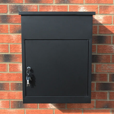 MonsterShop - Cassetta Postale per Pacchi, Cassetta per Pacchetti Sicura con Serratura Montaggio a Parete per Consegna Parcelle Corrieri - Nero
