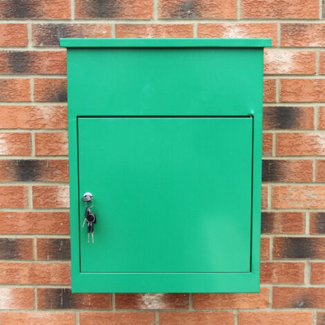 MonsterShop - Cassetta Postale per Pacchi, Cassetta per Pacchetti Sicura con Serratura Montaggio a Parete per Consegna Parcelle Corrieri - Verde