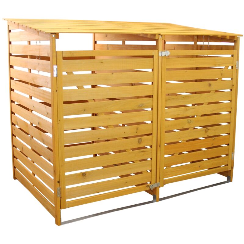 

MonsterShop - Doble Cobertizo para Contenedores de Basura de Madera Robusta para 2 Contenedores Estandar de 240 Litros