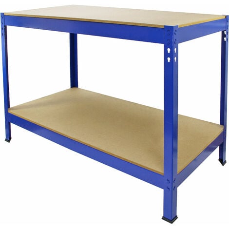 MONSTER SHOP MonsterShop Etabli de Travail Q-RAX Bleu 100cm Bricolage Rangement Atelier MDF Table de Travail Garage 400Kg Max Capacité 200Kg par Planche…