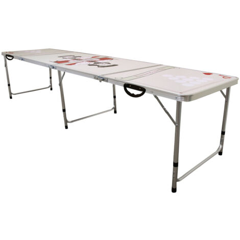 MonsterShop - Mesa de Beer Pong 2,4m Plegable Interior Exterior Juegos de Mesa para Beber Alcohol Cerveza Beerpong Fiesta Superficie MDF Estructura Aluminio Impermeable con 2 Paños Microfibra GRATIS