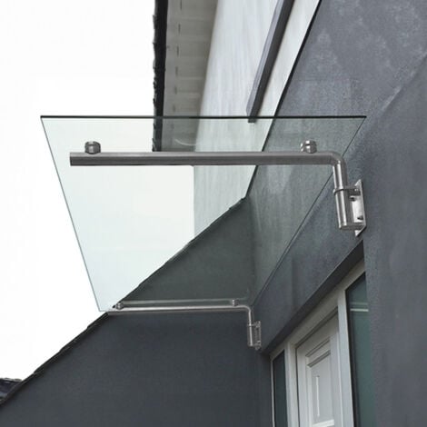 MonsterShop - Toldo de Cristal 144cm x 80cm en Acero Inoxidable para Puertas Externas Marquesina Puerta Exterior Cobertizo Funda Cubierta para Puerta con llave Soportes Abrazaderas + Pernos GRATIS