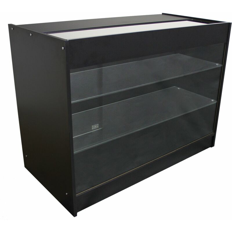 Monster-shop - Comptoir de Présentation de Marchandises Noir en mdf - Verrouillable - 60 x 120 x 90cm - Meuble d'Accueil K1200 pour Magasin, Vitrine