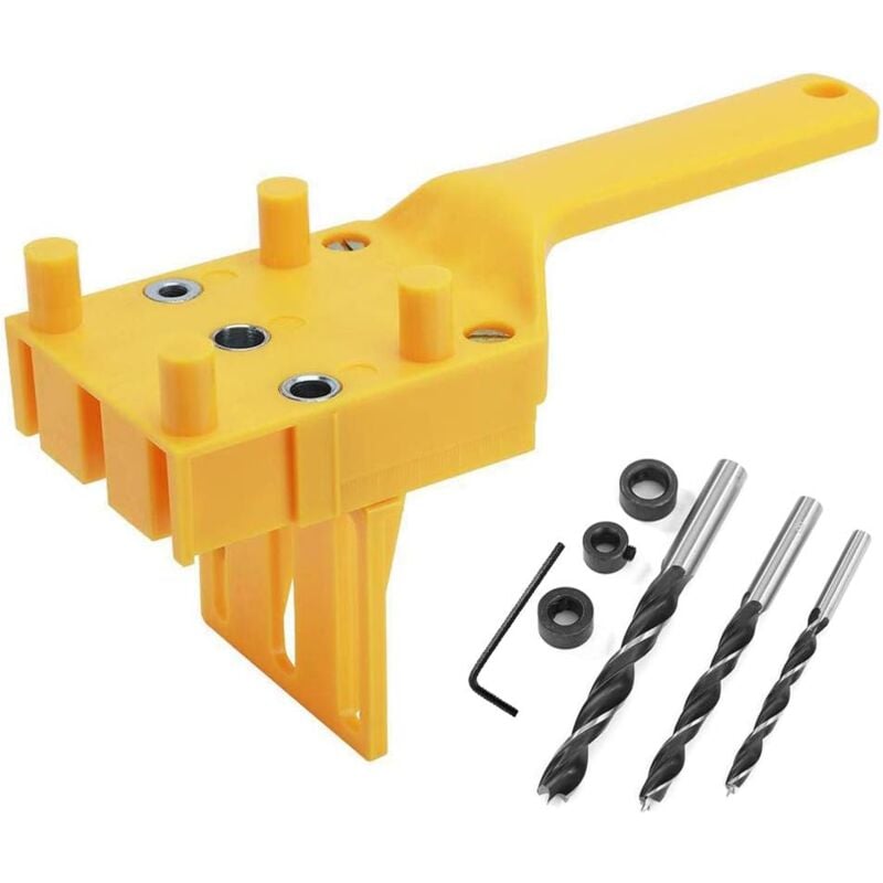 Montage de Goujon Menuiserie Kit 6/8/10mm Guide de Perçage Bois Goujon Scie Outil de Perçage Portable
