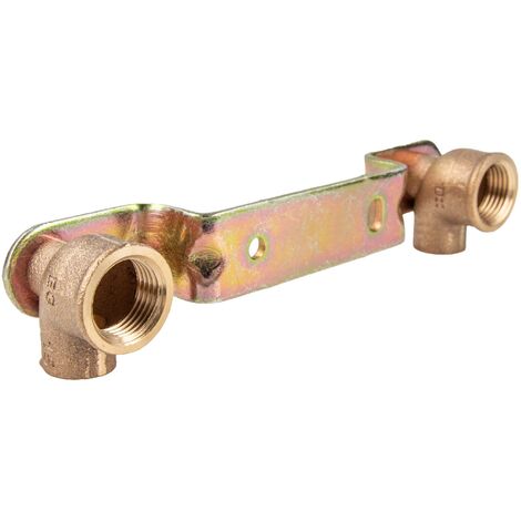 Montageeinheit gekröpft mit Rotgusswinkel 90° für Lötanschluss, 15 mm x 1/2 Zoll IG Stichmaß 153 mm - Typ 4976G, DVGW