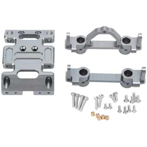 Montagesatz für Getriebeschutzplatte aus Aluminiumlegierung, mit vorderen/hinteren Stoßstangenhalterungen, kompatibel mit Scx10 1/10 RC Crawler.