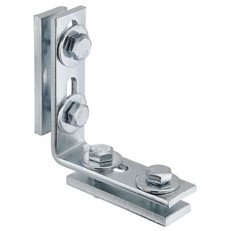 Montagewinkel 90° verzinkt - mit Doppelschiebemuttern - 85 x 25 x 4 mm - für Profil 27/18 und 28/30