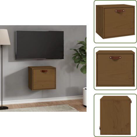 Montaggio a parete - vidaXL Pensile ambra 40x30x35 cm in Legno Massello di Pino - Vite per parete