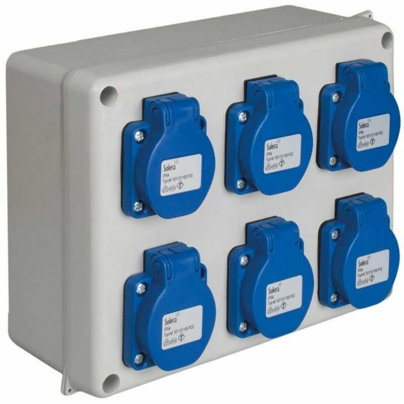 

Montaje caja estanca 886+6 TOMA schuko 2P+TT 16A 886-15 - Solera