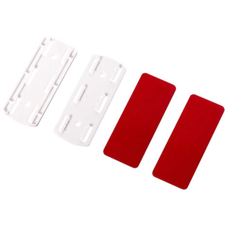 [Montaje de regleta] Montaje autoadhesivo para regleta: no requiere taladrar para paredes y escritorios. Material plástico blanco, dimensiones 102 x 40 mm.