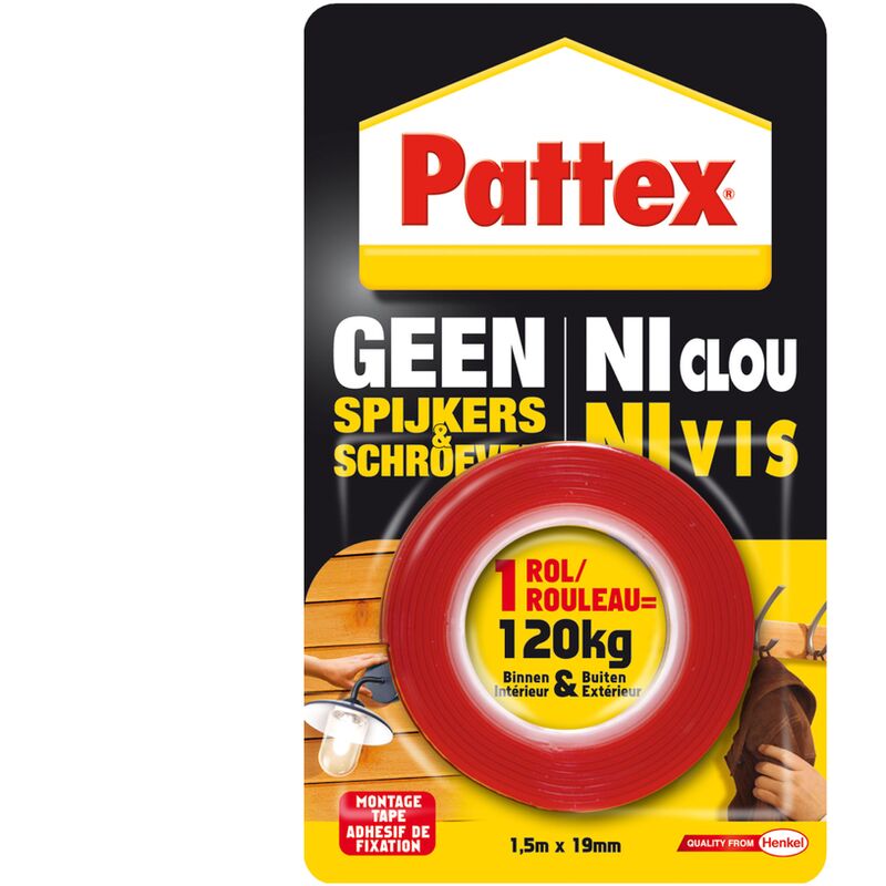 

Montaje Pattex cinta - 'Ni clavos o tornillos' 120kg