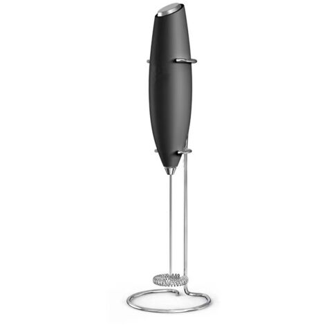 Montalatte elettrico a batteria - Montalatte con supporto in acciaio inox, caffè per latte, cappuccino, cioccolata calda, nero