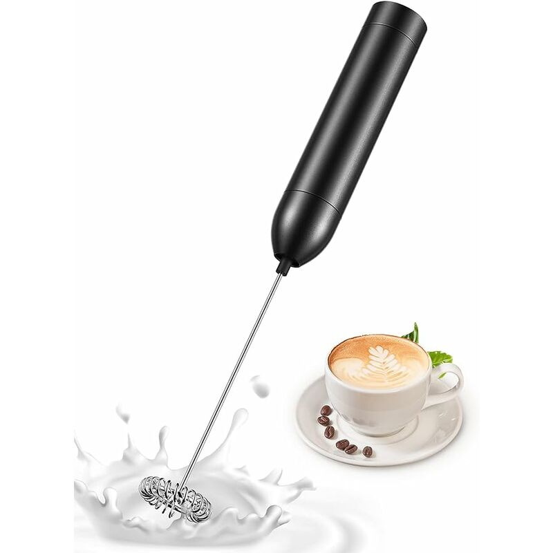 Image of Montalatte elettrico, mini montalatte manuale in lega di alluminio, montalatte a batteria per caffè/latte/cappuccino/crema
