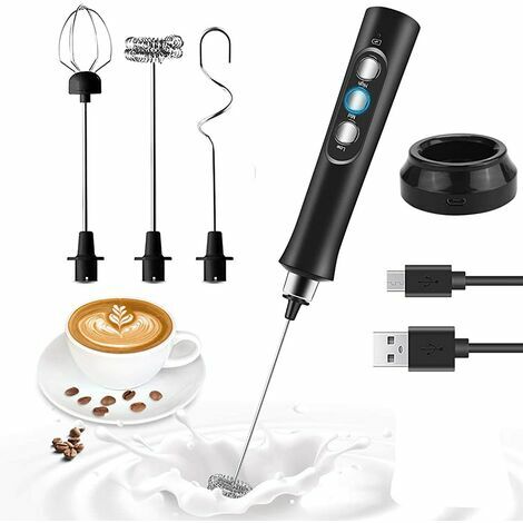 nero Mini caffè portatile Montalatte elettrico Shaker elettrico Frullino per uova Frullatore per caffè Ricarica USB Montalatte 