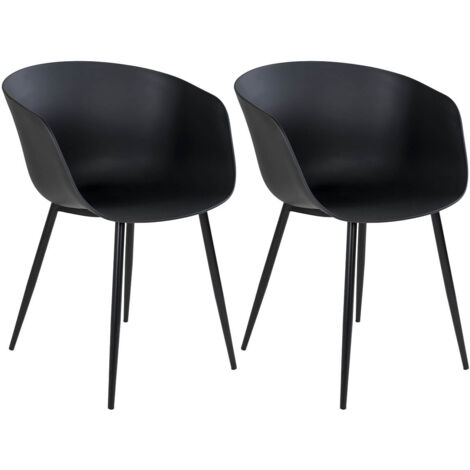 MONTANA - Lot de 2 Chaises PolyPropylène Noir et Pieds Acier