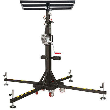 Monte charge 150kg avec plateau pliant plein 750x440mm - IPN, poteaux, store banne, etc. - LP150-GPP2