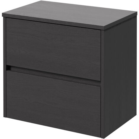 Montego Graphite Grey 600mm Wall Mounted Vanity Unit for Countertop Basins with 2 Drawers