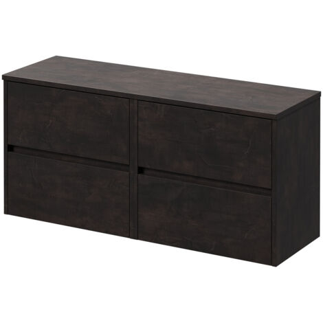 Montego Metallic Slate 1200mm Wall Mounted Vanity Unit for Countertop Basins with 4 Drawers