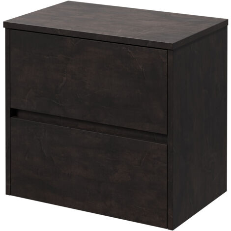 Montego Metallic Slate 600mm Wall Mounted Vanity Unit for Countertop Basins with 2 Drawers