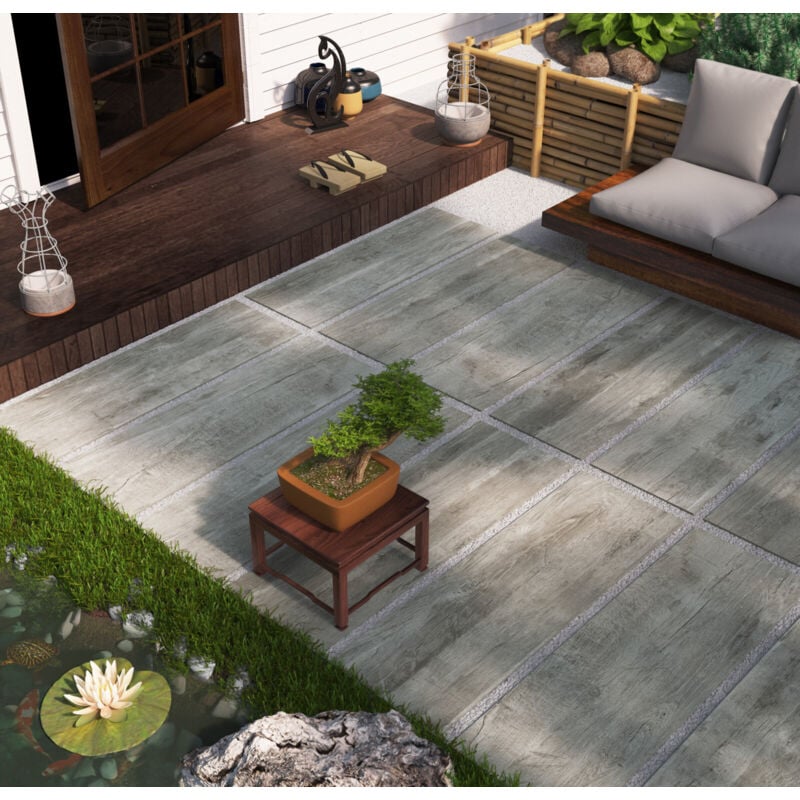 Grès cérame - MONTEVERDE 2 - Grigio - 40x120 - Antidérapant - (0,48 m²)