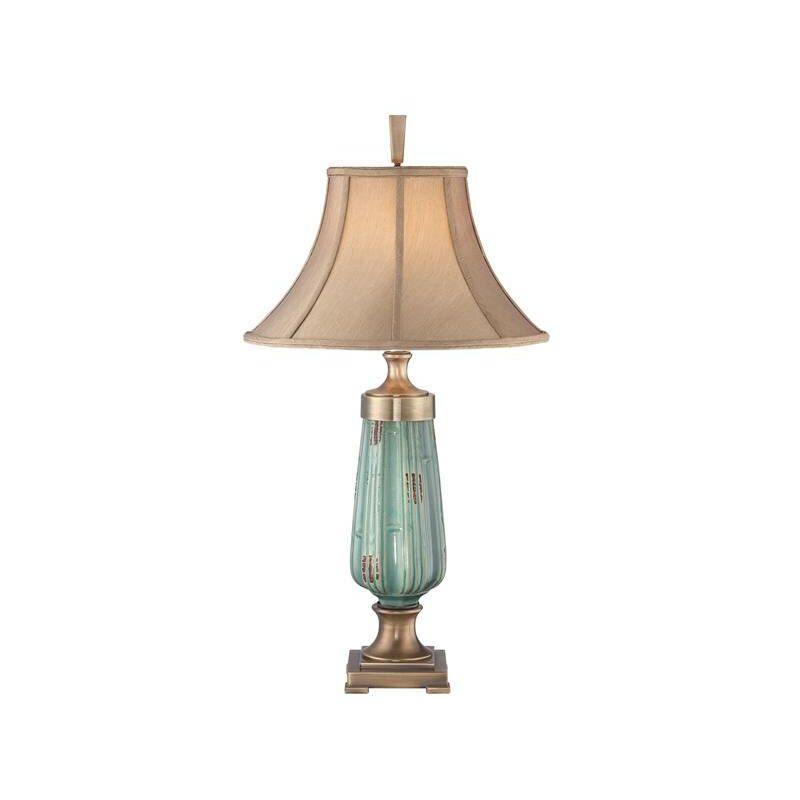 Elstead Lighting - Elstead Monteverde - 1 Light Table Lamp Ceramic, Green, Aged Brass, E27