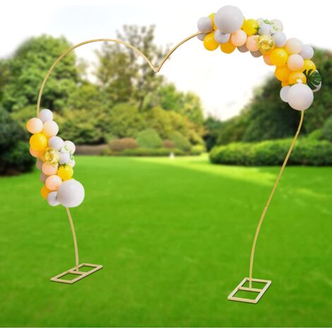 Montgolfière Arch stand 7.7ft mariage en métal Arch cadre back Shift stand coeur arc fond Floral décoration cérémonie de mariage fête d'anniversaire nuptiale douche anniversaire (or)