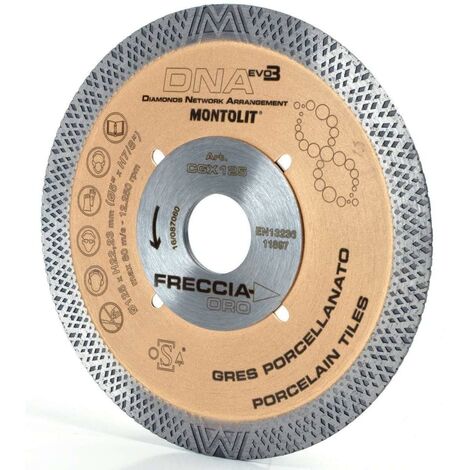 Montolit – Disque diamant 125 mm pour grès cérame – Coupe sèche – Technologie DNA – Utilisation humide et sèche – Lame haute performance