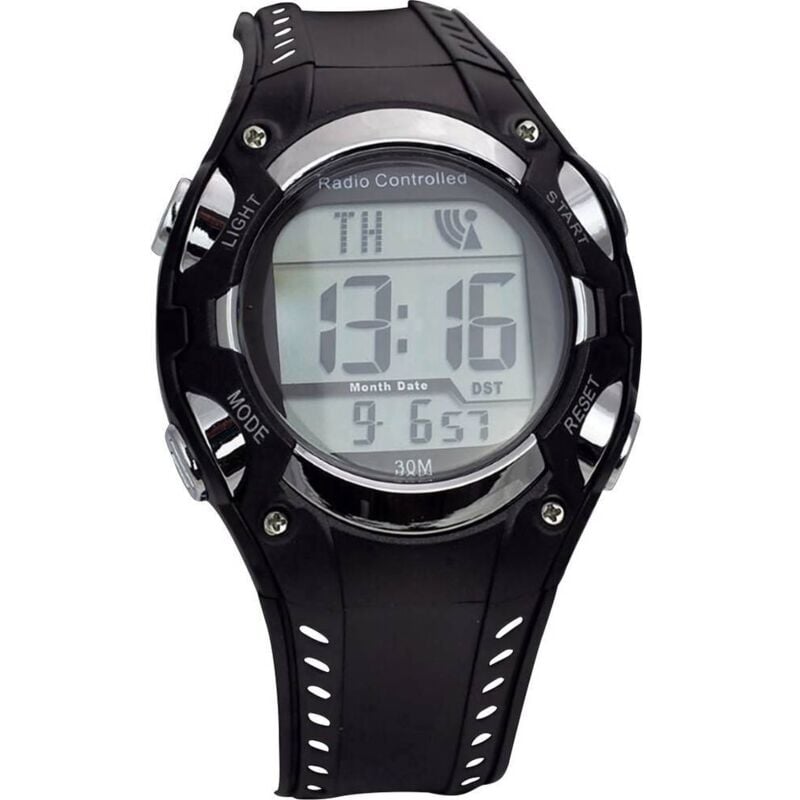 Eurotime - Montre-bracelet radiopiloté(e) 1681987 (ø x h) 40 mm x 16 mm noir,argent Matériau du boîtier=plastique Matéria