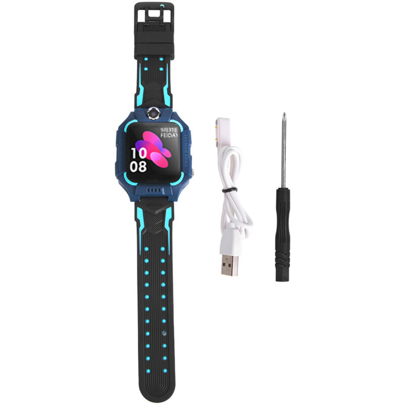 Montre connectée enfant étanche portable - Localisation LBS, appel sécurisé, chat vocal, lampe torche - Noir et vert