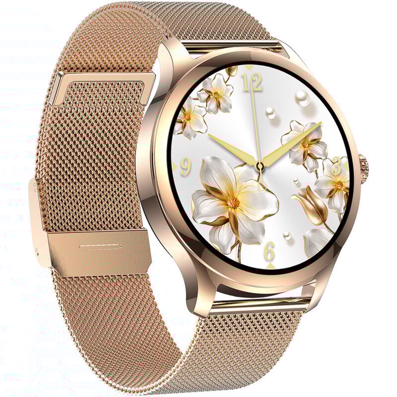 Fei Yu - Montre intelligente pour femme écran 1,32 pouces rappel des règles par appel Bluetooth IP68 étanche, or