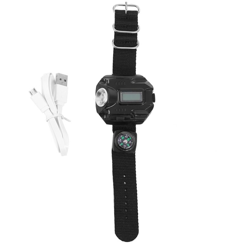 Montre LED avec Lampe Torche, Compas et Recharge USB - Bracelet Lumineux Multifonction
