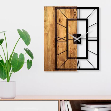 Montre Murale Continuum Antique Bois Noir et Naturel