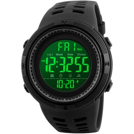 Montre numérique pour Homme - Montres Militaire de Sport pour Hommes 50M imperméables, Montres Bracelet pour Homme à Grand Visage Noir avec Alarme/Compte à rebours/Chronomètre/12 /24H