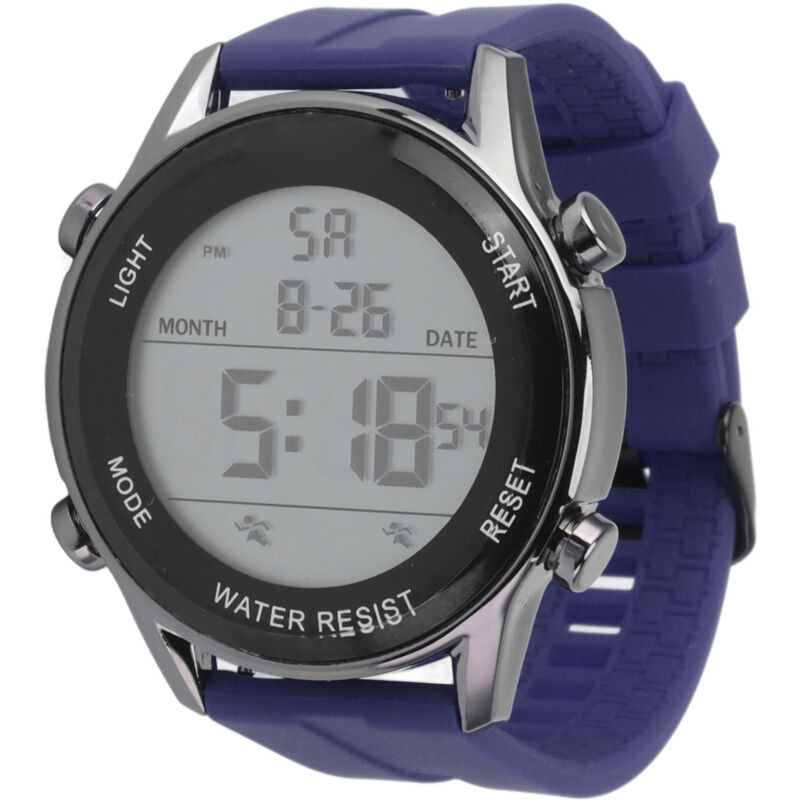 Montre Sport Homme Numérique Étanche Écran Large Bracelet Silicone Lumineuse pour Activités Extérieures Bleu