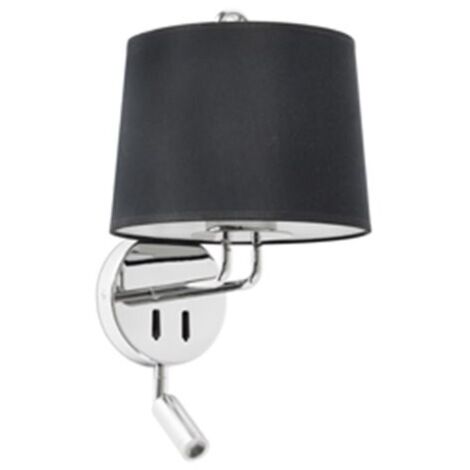 MONTREAL Aplique de pared con lector cromo/negra 24033-03