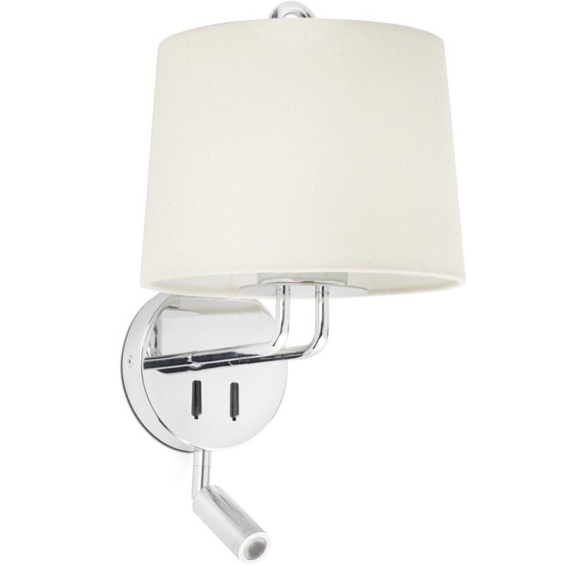 

Faro Barcelona - MONTREAL Aplique de pared con lector cromo/beige - CROMO