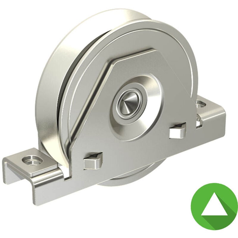 Monture à support intérieur pour portail coulissant - Galet Ø120 mm à gorge en v 21 mm - 225 kg