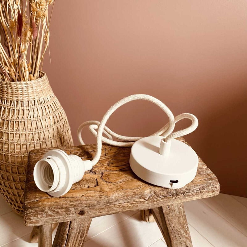 Monture E27 avec Douille blanche et fil corde coton