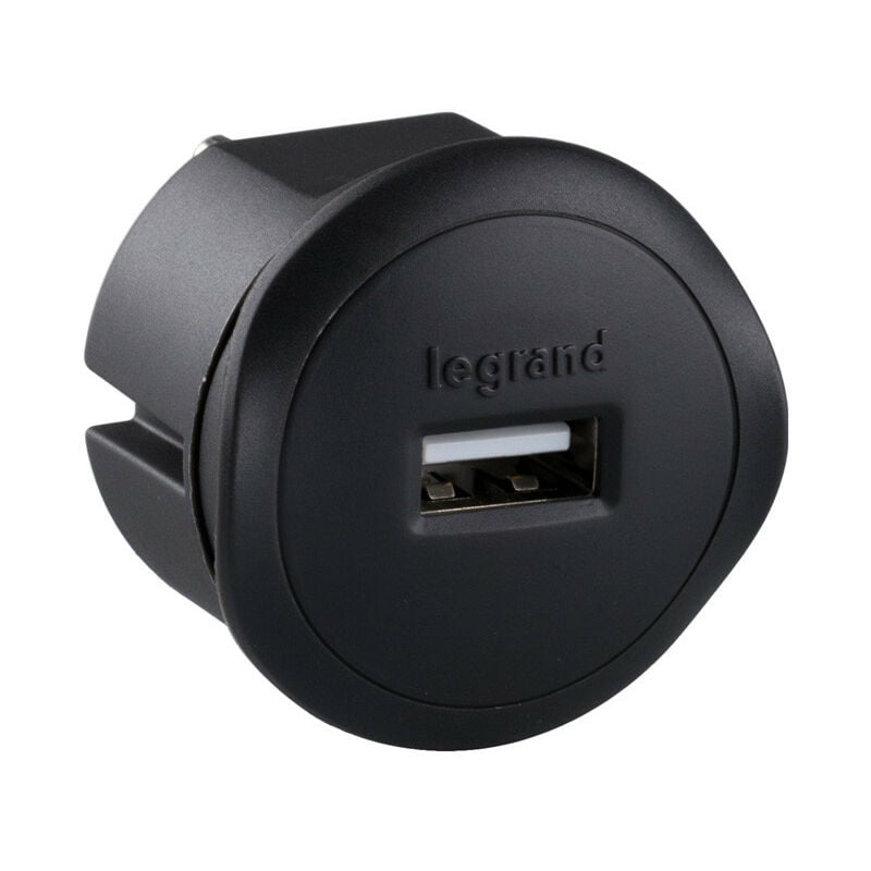 Chargeur USB 5V 1,5A maximum avec fiche 2P 10A et encombrement réduit noir (050681)