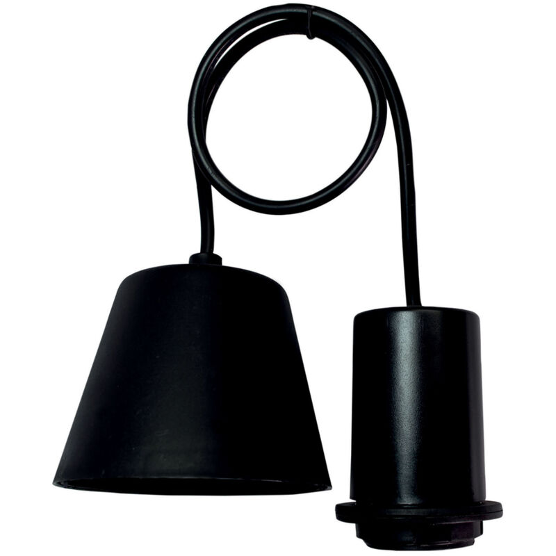 Suspension 2 en 1 plastique noir équipée E27 Tibelec Suspension 2 en 1 plastique noir équipée E27 Tibelec