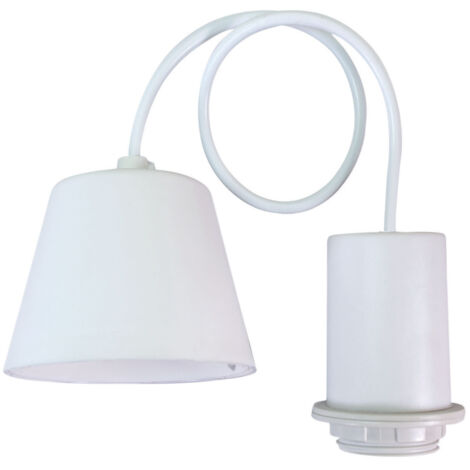 Monture suspension luminaire E27 blanche cylindrique, montage avec ou sans abat jour, 60W maxi- Tibelec