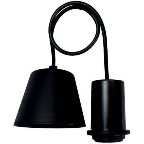 Monture suspension luminaire E27 noire cylindrique, montage avec ou sans abat jour, 60W maxi- Tibelec