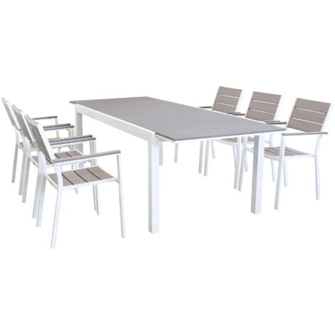 MONTY - set tavolo da giardino con sedie allungabile 180/240x100 - Posti: 6 - Colore: Bianco