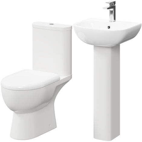 Monza 450mm Full Pedestal Basin and Open Back Toilet Suite - White