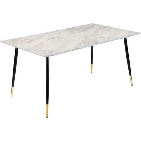 Monza-Table à manger 120 cm 6 places en marbre aspect or noir Pieds